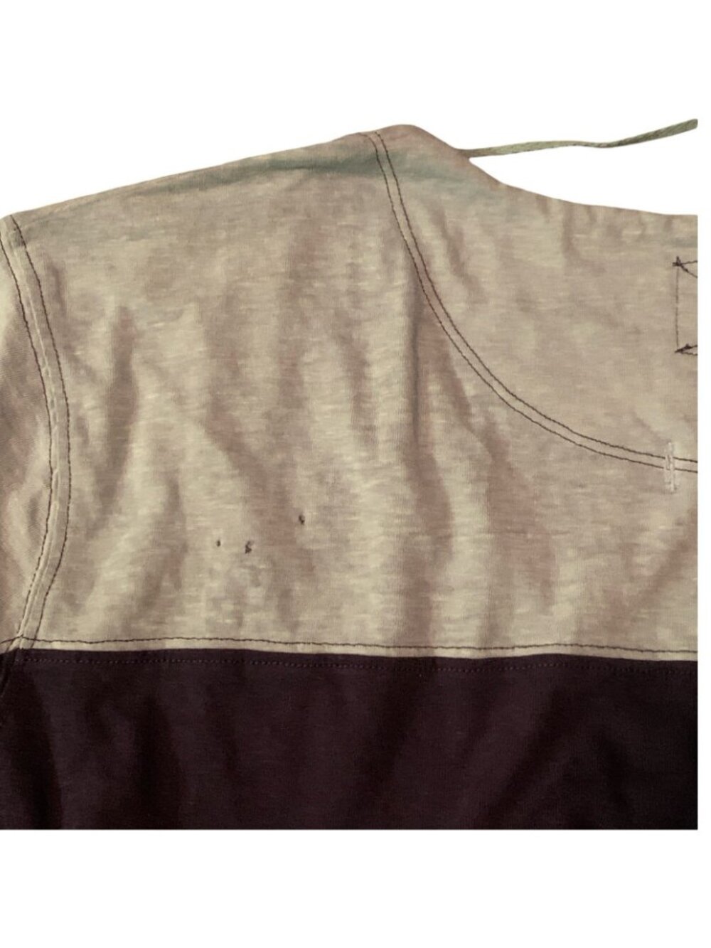 We The Free People Size S Womens Two Tone V Neck Oversized Baseball Tee Top Boho - Picture 8 of 9